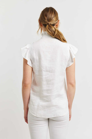 Alessandra Shirts Zeta Linen Top in White