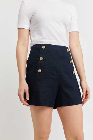 Alessandra Shorts Atlas Linen Short in Navy