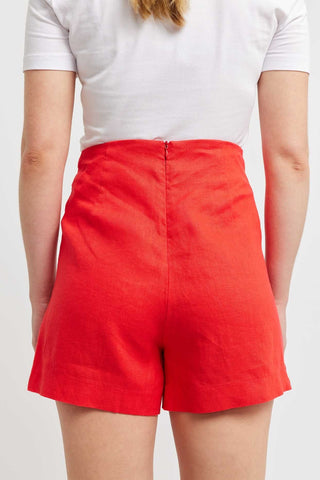Alessandra Shorts Atlas Linen Short in Rouge