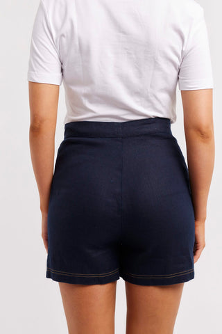 Alessandra Shorts Clio Linen Short in Navy