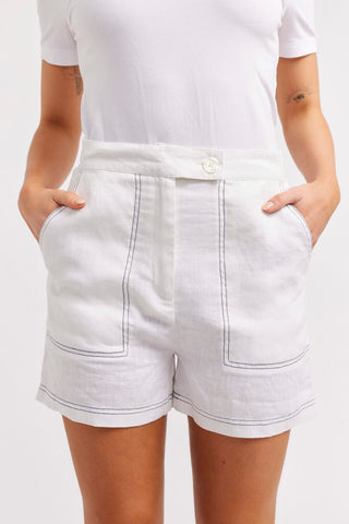 Alessandra Shorts Clio Linen Short in White