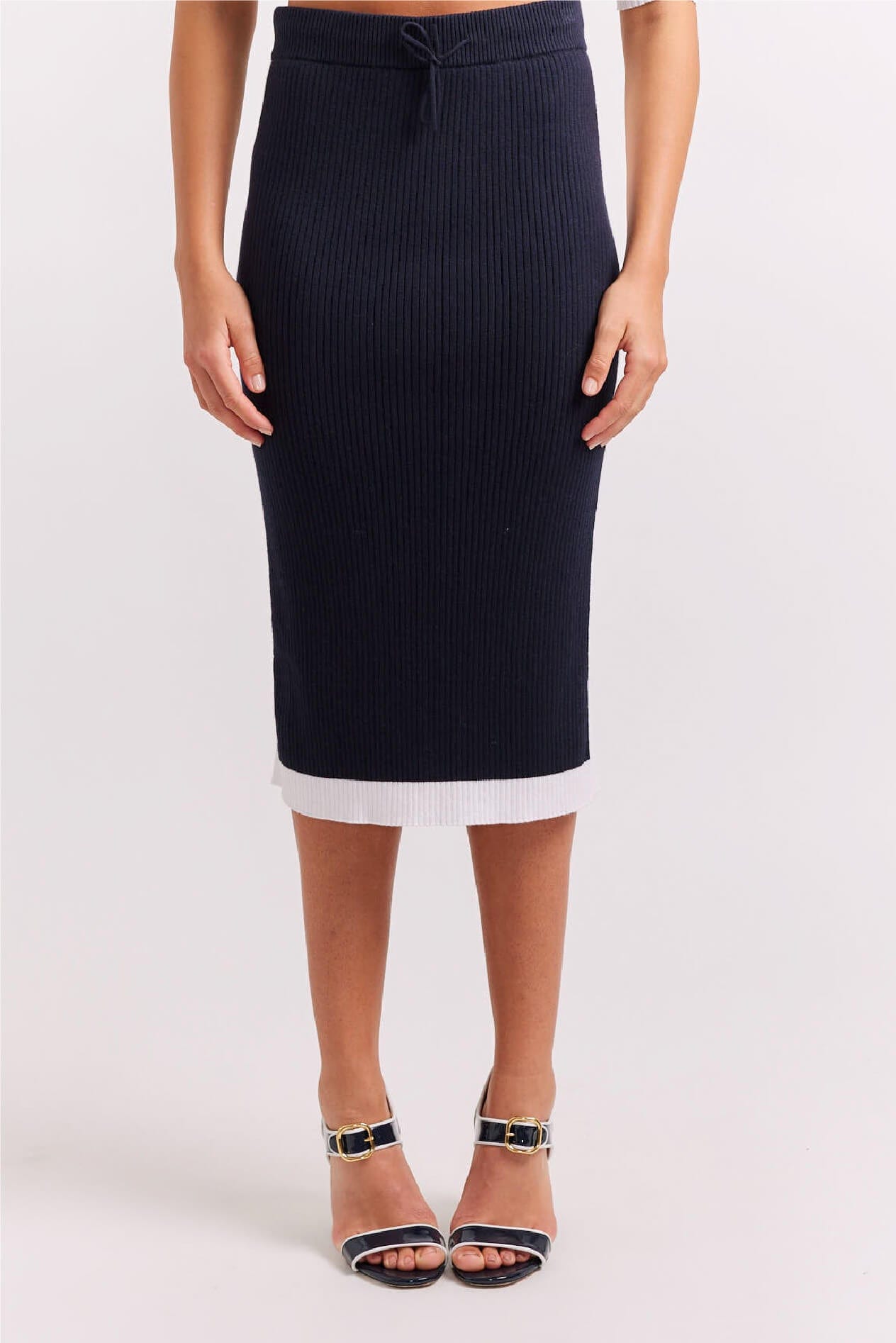 Navy blue ribbed clearance skirt