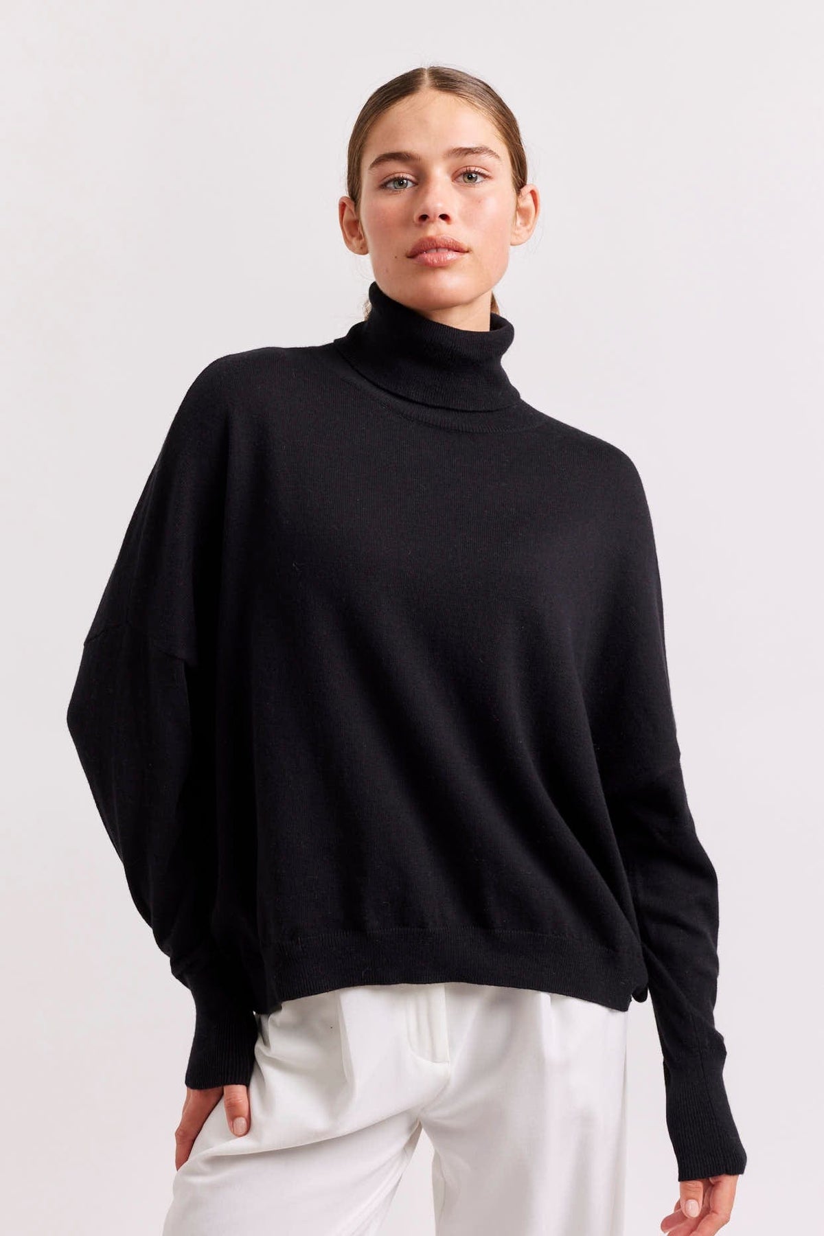 Alessandra A Polo Bay Cotton Cashmere Sweater in Blacklead