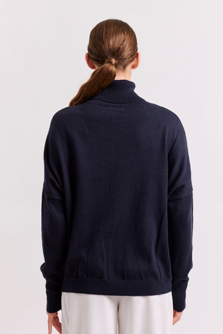 Alessandra Sweater A Polo Bay Cotton Cashmere Sweater in Neat Navy