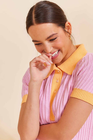 Alessandra Sweater Camila Cotton Knit Top in Peony