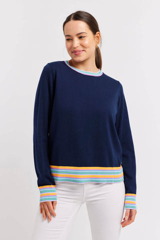 Alessandra Sweater Carmella Cotton Sweater in Navy