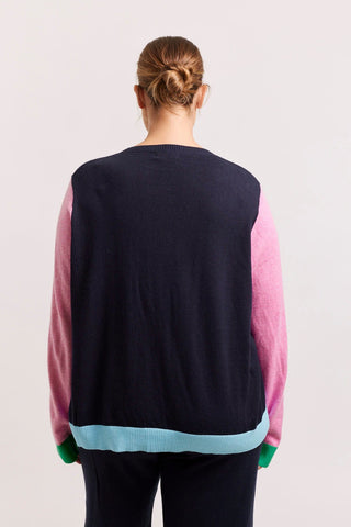 Alessandra Sweater Eton Cotton Cashmere Sweater in Neat Navy