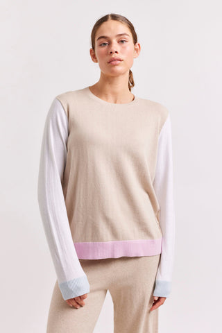 Alessandra Sweater Eton Cotton Cashmere Sweater in Vellum