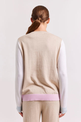 Alessandra Sweater Eton Cotton Cashmere Sweater in Vellum