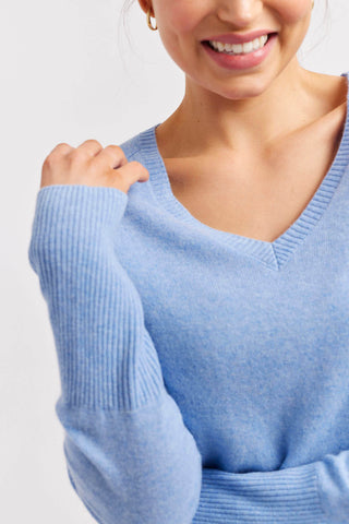 Alessandra Sweater Fifi V Cashmere Sweater in Azure