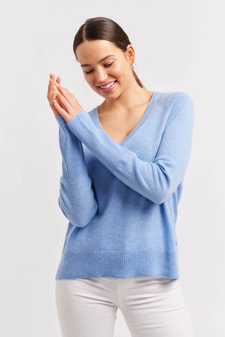 Alessandra Sweater Fifi V Cashmere Sweater in Azure
