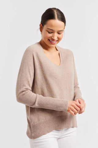 Alessandra Sweater Fifi V Cashmere Sweater in Cobblestone