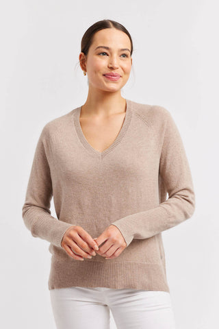 Alessandra Sweater Fifi V Cashmere Sweater in Cobblestone