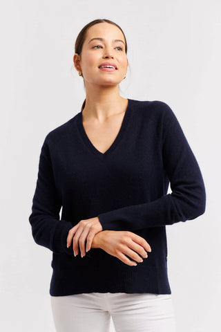 Alessandra Sweater Fifi V Cashmere Sweater in Navy