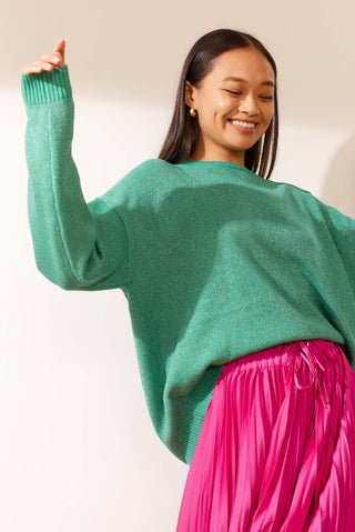 Alessandra Sweater Hightide Sweater in Emerald Lurex