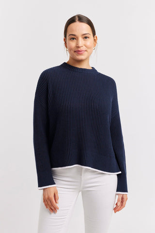 Alessandra Sweater Limone Cotton Sweater in Navy