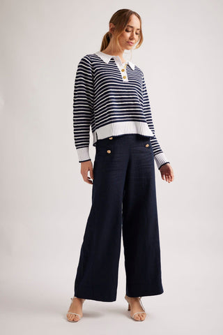 Alessandra Sweater Momento Cotton Polo in Navy