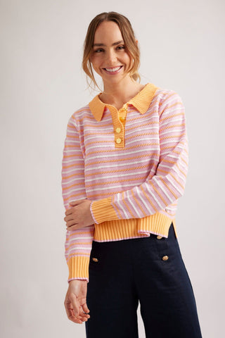 Alessandra Sweater Momento Cotton Polo in Peony