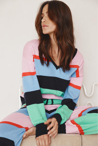 Alessandra Sweater Parfait V-Neck Cotton Cashmere Sweater in Pine