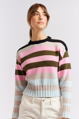 Alessandra Sweater Stripe Tootsie Cotton Sweater in Cactus