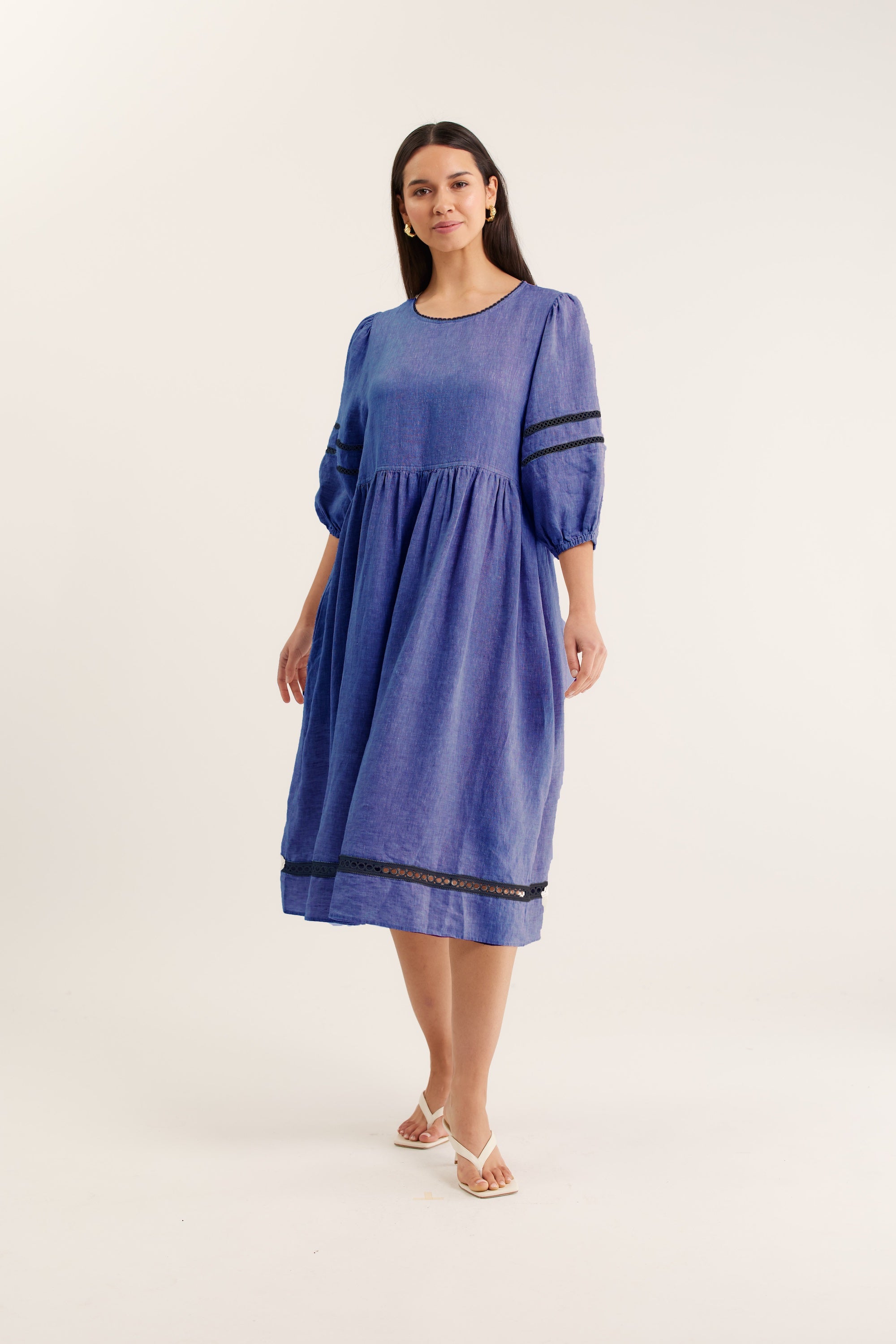 alessandra linen dress Alessandra Mod Dress Ft Linen Navy