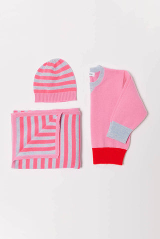 Alessandra Accessory ONE SIZE / FAIRY Baby Cashmere Beanie in Fairy, Pink Blue Stripe
