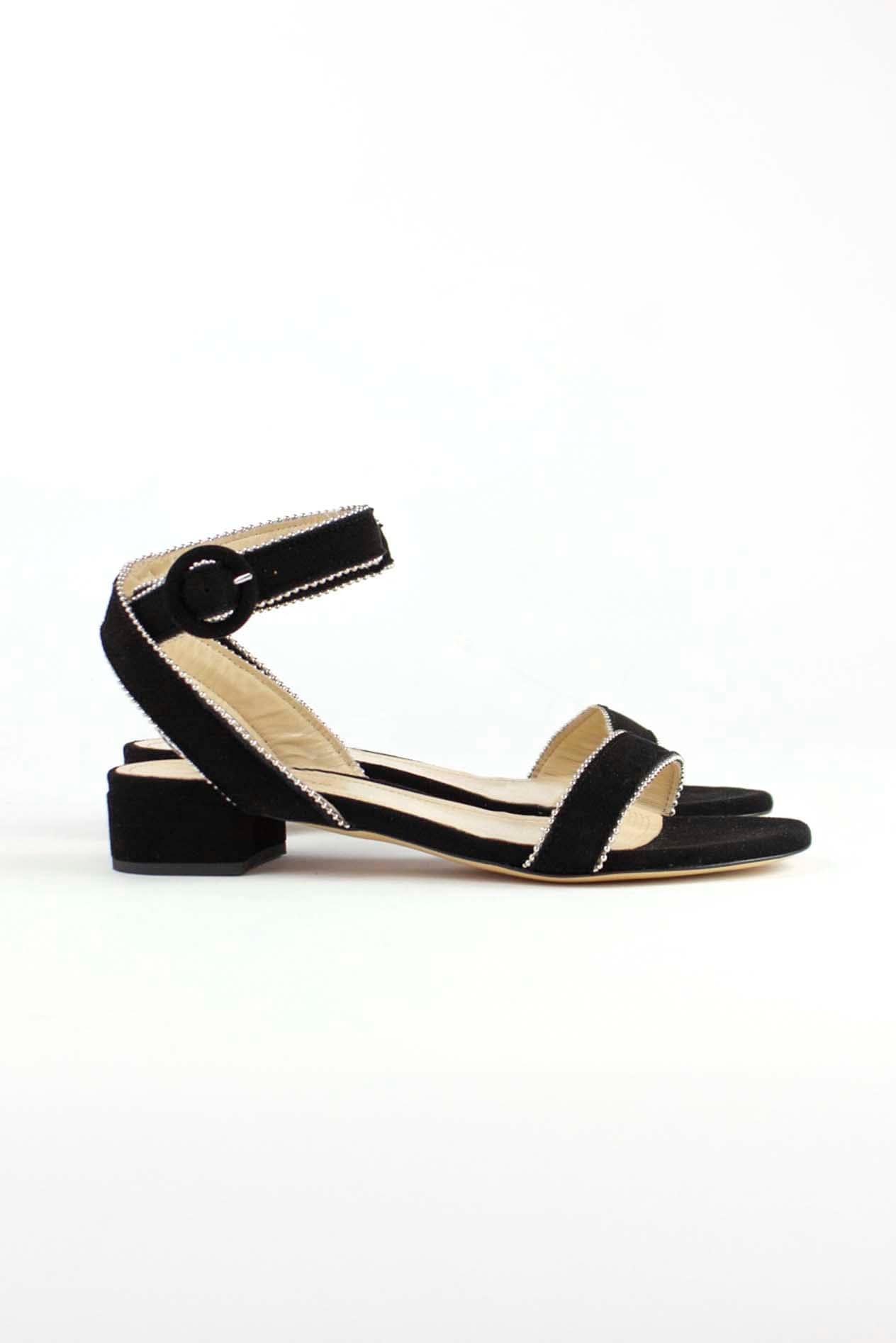 Black beaded sandals hot sale