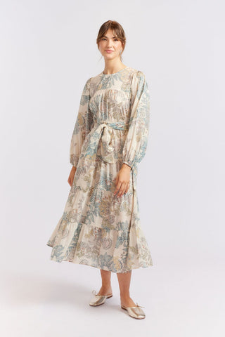 Alessandra Cashmere Dresses Jitterbug Cotton Silk Dress in Wheaten Aster