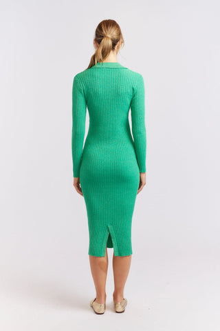 Alessandra Cashmere Dresses Luna Knit Dress in Emerald Lurex