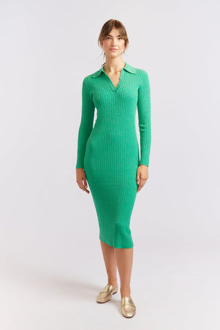 Alessandra Cashmere Dresses Luna Knit Dress in Emerald Lurex