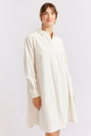 Alessandra Cashmere Dresses Overshirt Corduroy Dress in Ivory