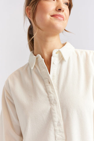 Alessandra Cashmere Dresses Overshirt Corduroy Dress in Ivory