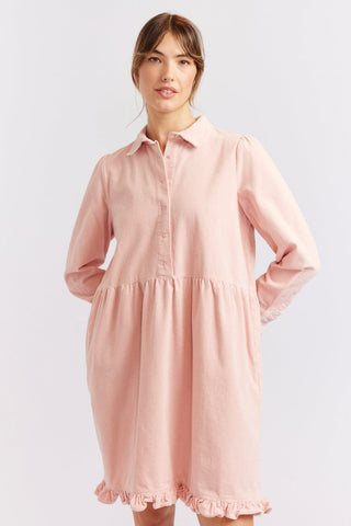 Alessandra Cashmere Dresses Willow Corduroy Dress in Dusty Pink