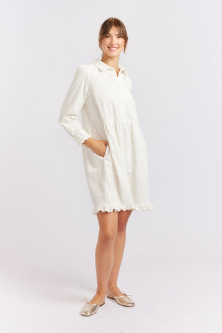Alessandra Cashmere Dresses Willow Corduroy Dress in Ivory