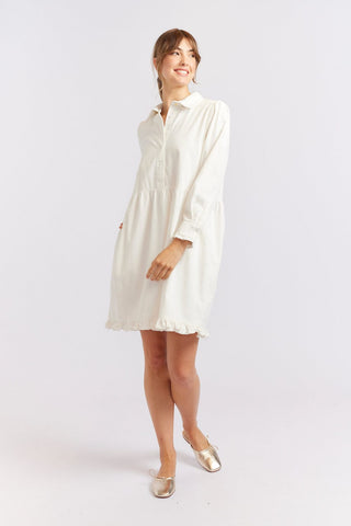 Alessandra Cashmere Dresses Willow Corduroy Dress in Ivory
