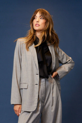 Alessandra Cashmere Outerwear Andrea Wool Blazer in Ivory Houndstooth