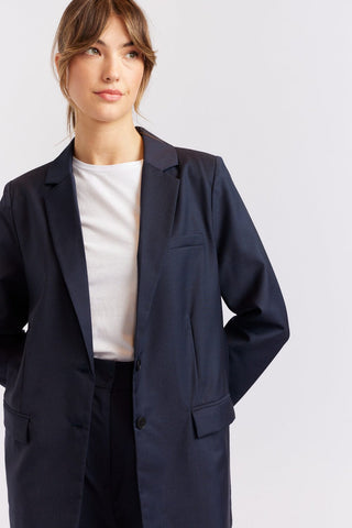 Alessandra Cashmere Outerwear Andrea Wool Blazer in Navy Houndstooth