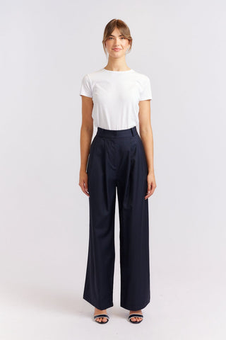 Alessandra Cashmere Pants Laurel Wool Pant in Navy Houndstooth