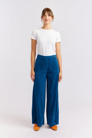 Alessandra Cashmere Pants Wisteria Corduroy Pant in Blue Steel