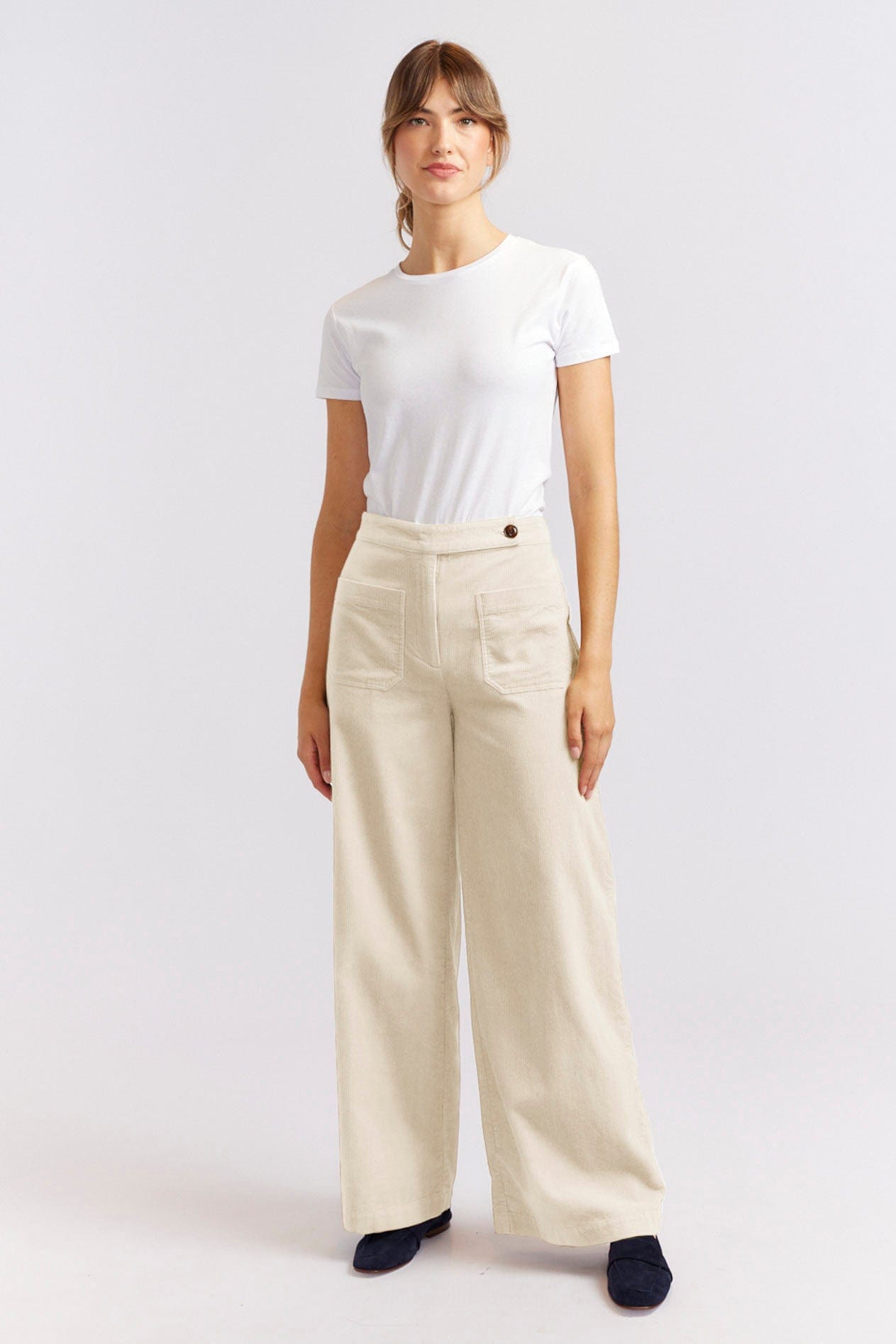 And other stories  cotton stretch corduroy trousers in off white  CREAM   ShopStyle