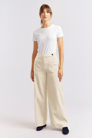 Alessandra Cashmere Pants Wisteria Corduroy Pant in Ivory