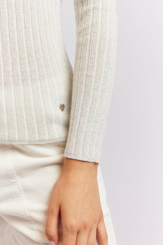 Alessandra Cashmere Shirts Luna Knit Top in Ivory Lurex