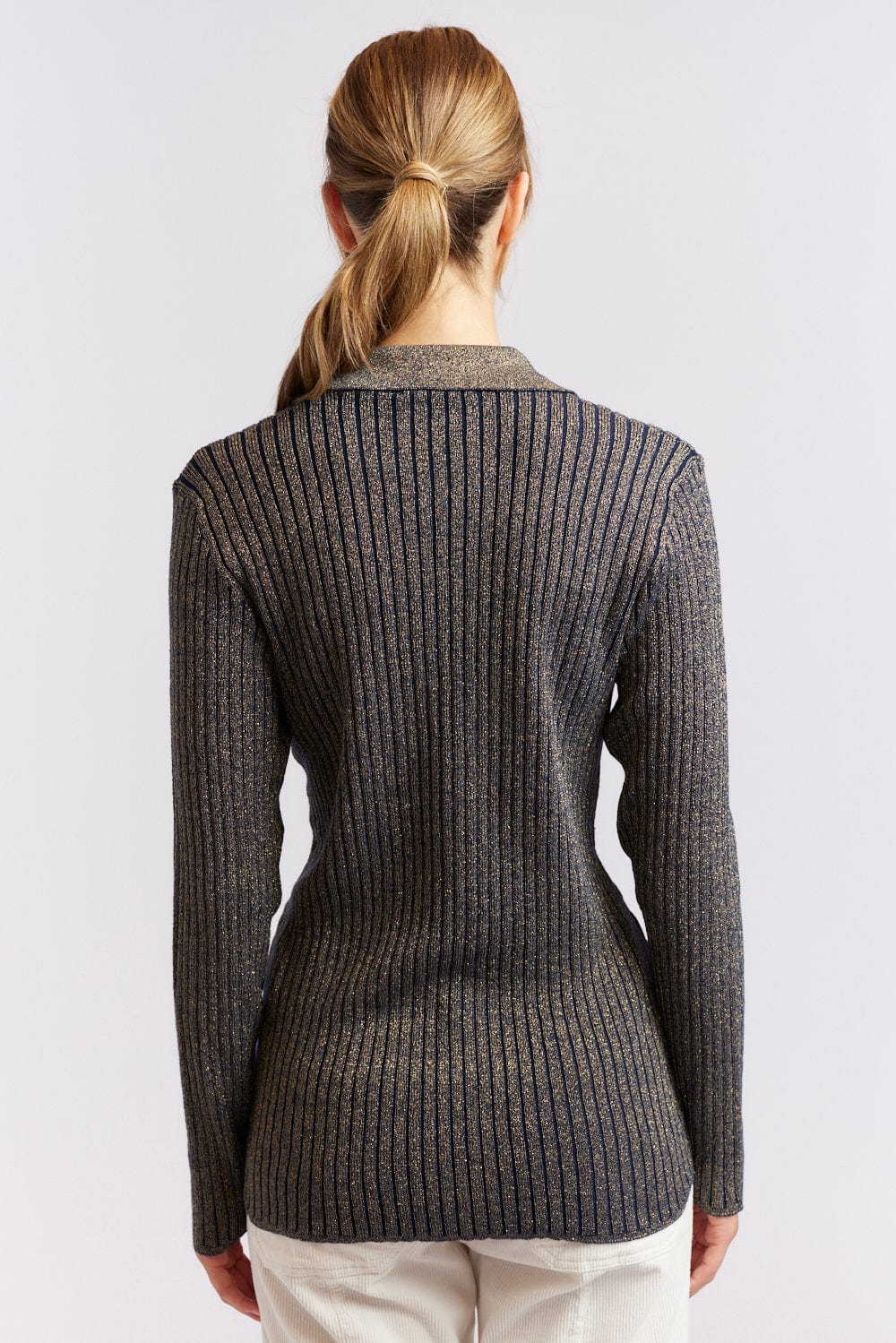 Luna Knit Top in Navy Lurex