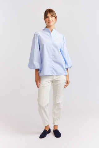 Alessandra Cashmere Shirts Magnolia Poplin Stripe Shirt in Blue