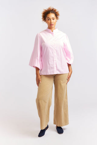Alessandra Cashmere Shirts Magnolia Poplin Stripe Shirt in Pink