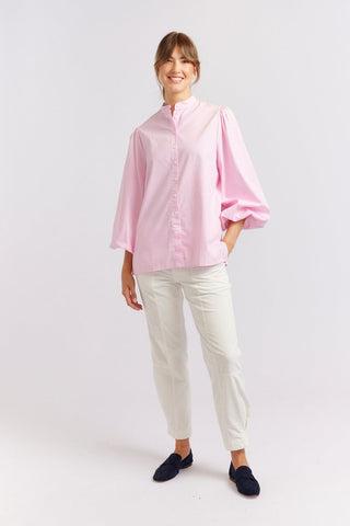 Alessandra Cashmere Shirts Magnolia Poplin Stripe Shirt in Pink