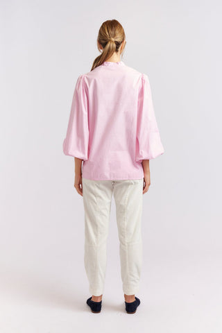 Alessandra Cashmere Shirts Magnolia Poplin Stripe Shirt in Pink