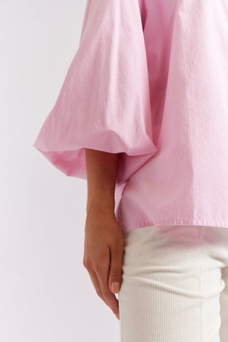 Alessandra Cashmere Shirts Magnolia Poplin Stripe Shirt in Pink
