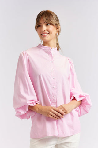 Alessandra Cashmere Shirts Magnolia Poplin Stripe Shirt in Pink