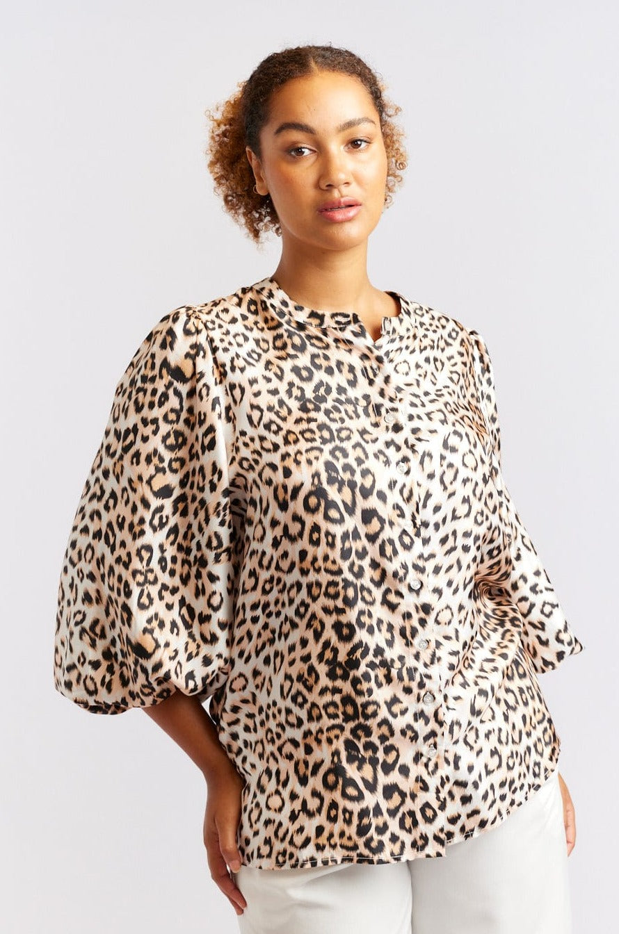 Alessandra Magnolia Silk Shirt in Classic Animal Print